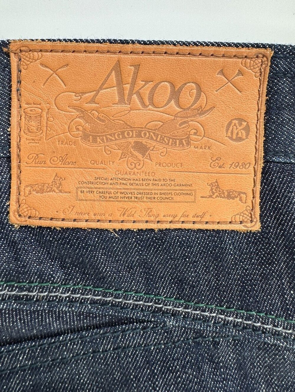 AKOO Mens Jeans Blue Denim Dark Wash Size 36 X 32 Urban Hip Hop - Picture 5 of 10